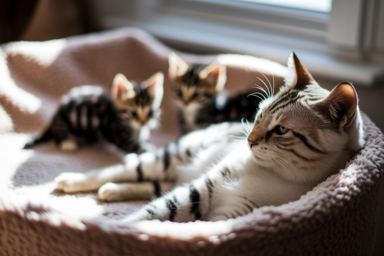 chatte-mere-chatons-couverture-ensoleillee