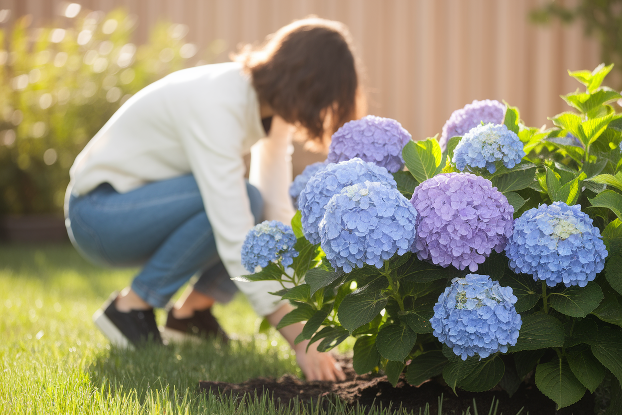 personne-dos-jardin-hortensia-soleil
